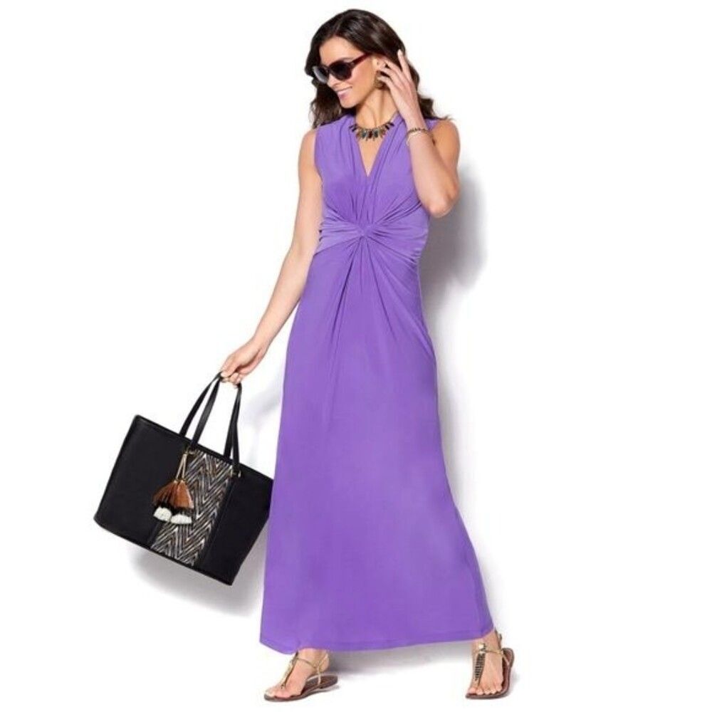 IMAN Purple Chic Luxury Maxi Dress Size XS Tall Global NWT